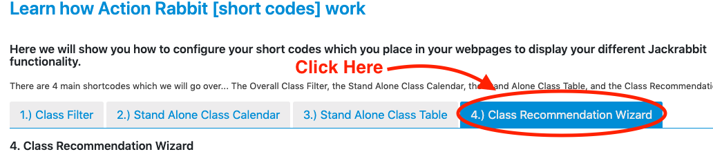 click class recommendation wizard