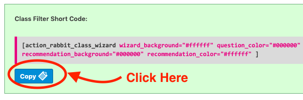 copy and paste the wizard shortcode
