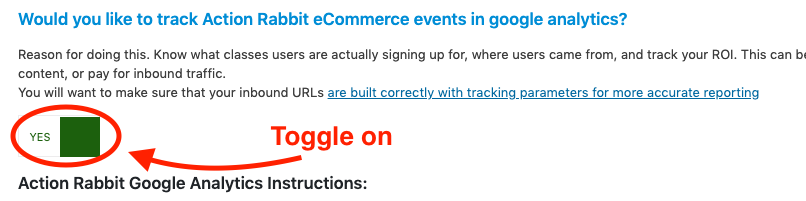 turn on ecommerce tracking