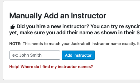 Manually add an instructor